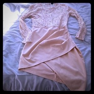 Blush pink lace dress